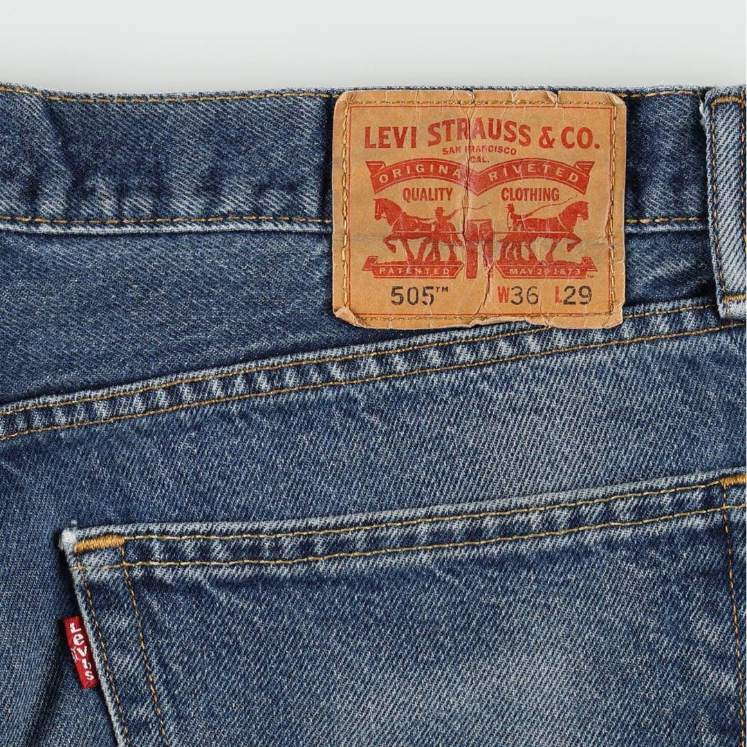 Levi's 505 tapered denim pants for men, size w36 cotton blue type Vintage Second Hand