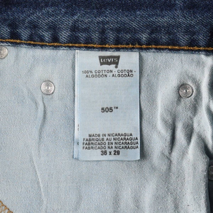 Levi's 505 tapered denim pants for men, size w36 cotton blue type Vintage Second Hand