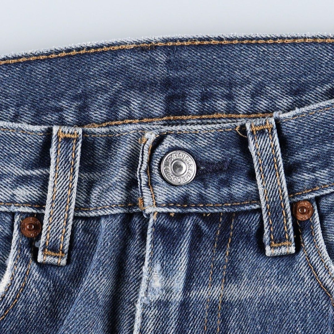 Levi's 505 tapered denim pants for men, size W34 cotton blue type Vintage Second Hand
