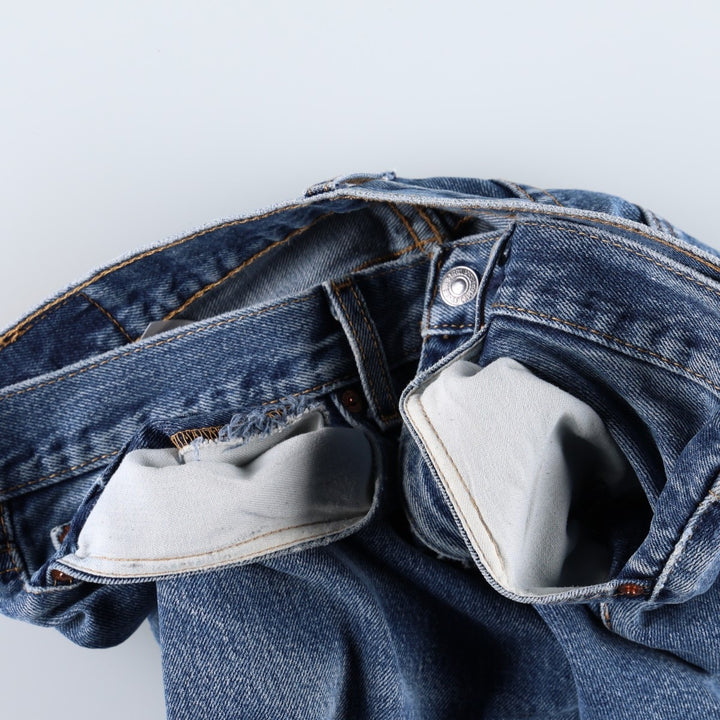 Levi's 505 tapered denim pants for men, size W34 cotton blue type Vintage Second Hand