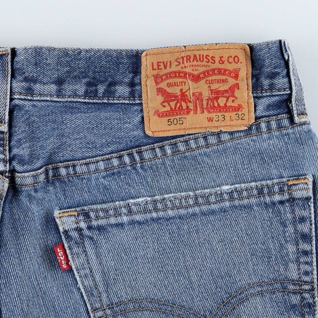 Levi's 505 tapered denim pants for men, size W34 cotton blue type Vintage Second Hand