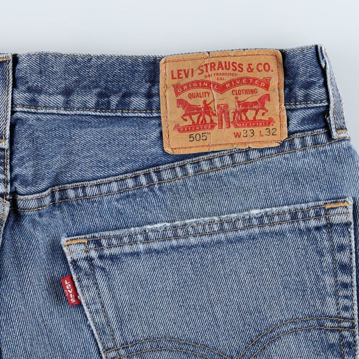 Levi's 505 tapered denim pants for men, size W34 cotton blue type Vintage Second Hand