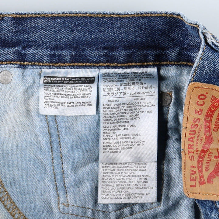 Levi's 505 tapered denim pants for men, size W34 cotton blue type Vintage Second Hand