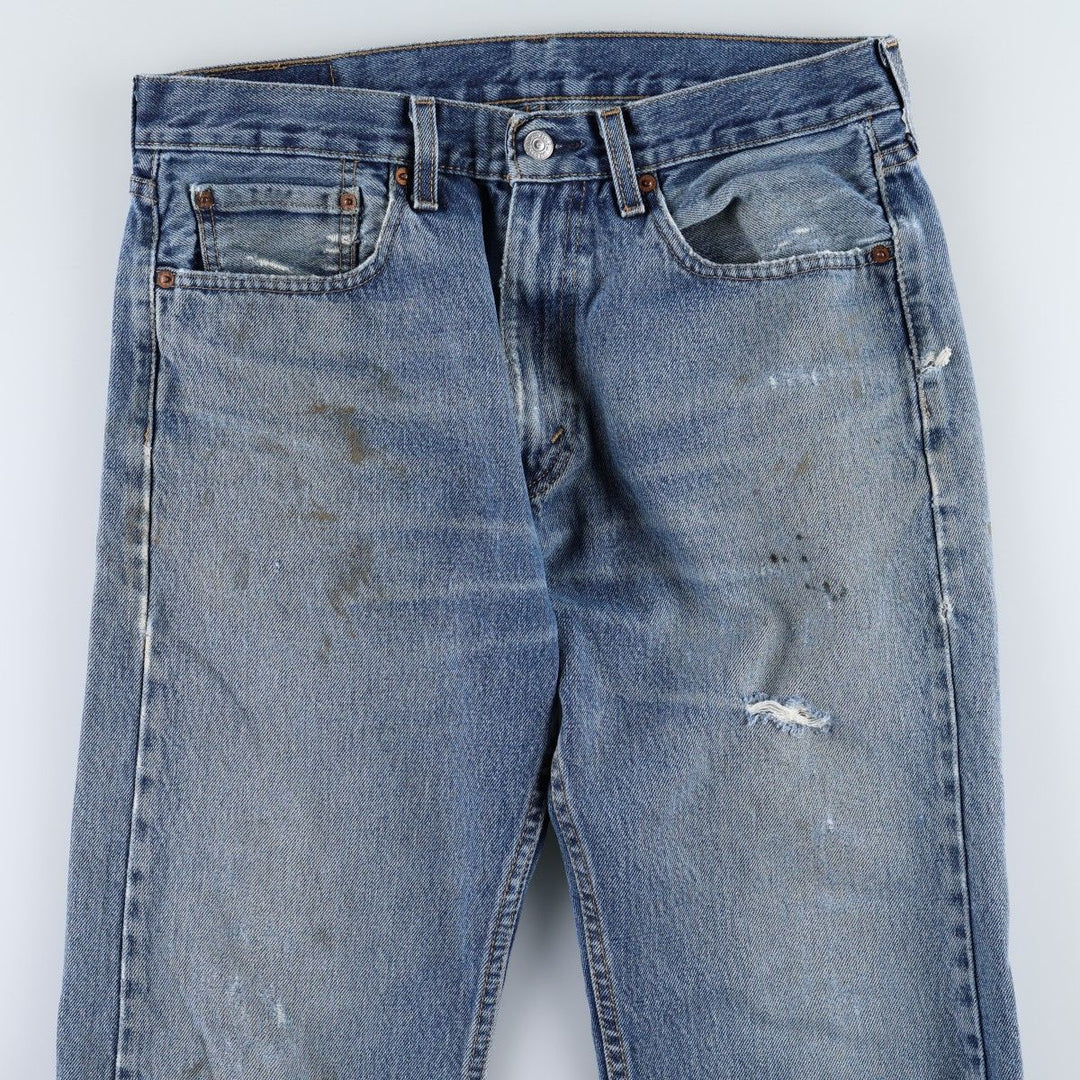 Levi's 505 tapered denim pants for men, size W34 cotton blue type Vintage Second Hand