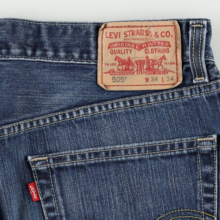 Levi's 505 REGULAR FIT tapered denim pants for men, size w34 cotton blue type Vintage Second Hand