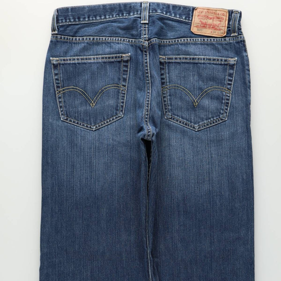 Levi's 505 REGULAR FIT tapered denim pants for men, size w34 cotton blue type Vintage Second Hand