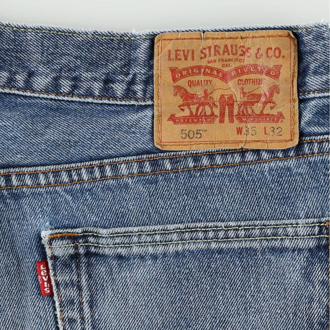 Levi's 505 tapered denim pants for men, size W34 cotton blue type Vintage Second Hand