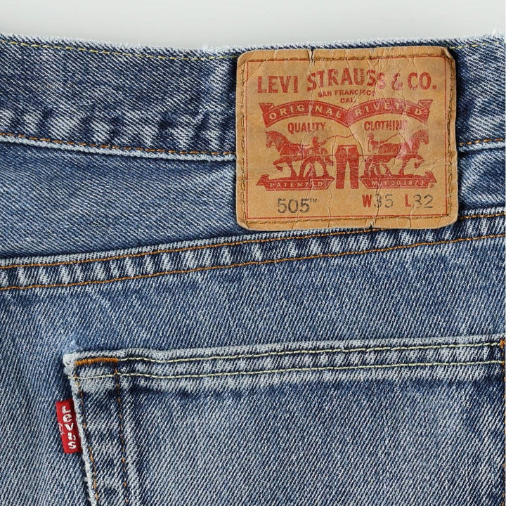 Levi's 505 tapered denim pants for men, size W34 cotton blue type Vintage Second Hand