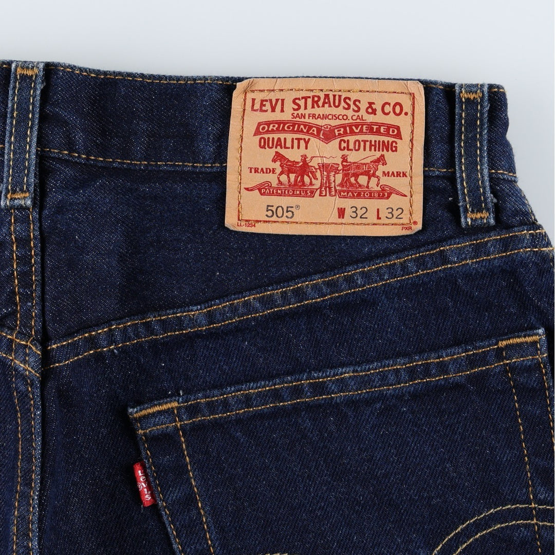 Dark navy Levi's 505 Regular Fit Tapered Denim Pants, Men's W33 equivalent. cotton Navy blue Vintage Second Hand