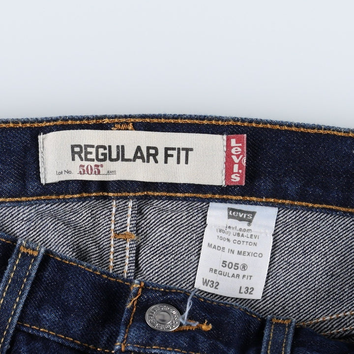 Dark navy Levi's 505 Regular Fit Tapered Denim Pants, Men's W33 equivalent. cotton Navy blue Vintage Second Hand