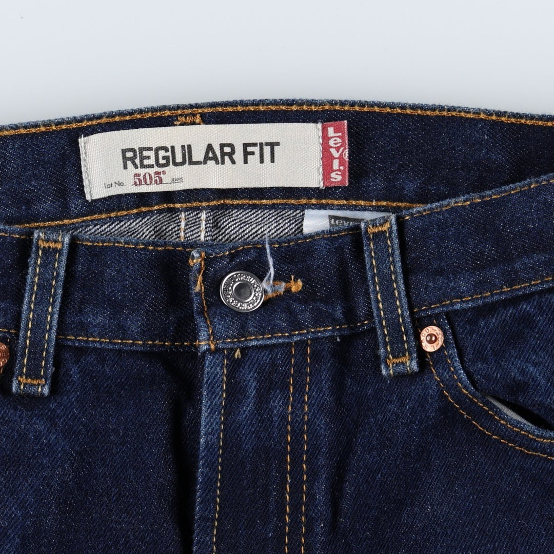 Dark navy Levi's 505 Regular Fit Tapered Denim Pants, Men's W33 equivalent. cotton Navy blue Vintage Second Hand