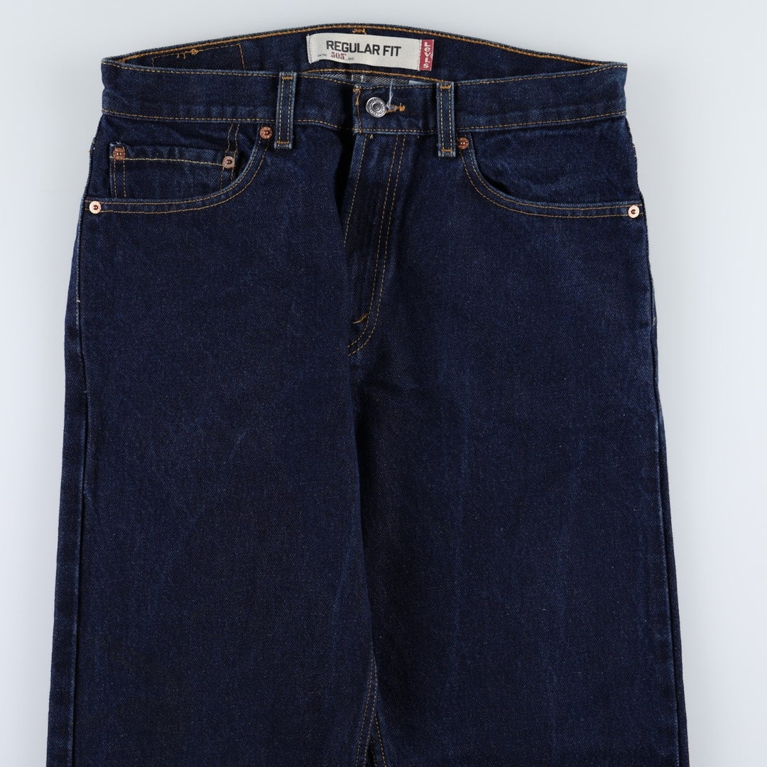 Dark navy Levi's 505 Regular Fit Tapered Denim Pants, Men's W33 equivalent. cotton Navy blue Vintage Second Hand