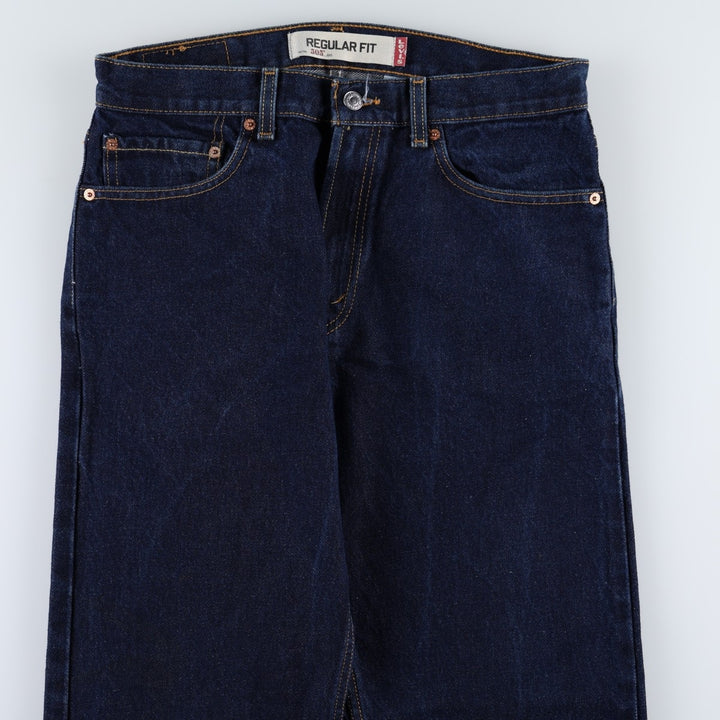 Dark navy Levi's 505 Regular Fit Tapered Denim Pants, Men's W33 equivalent. cotton Navy blue Vintage Second Hand
