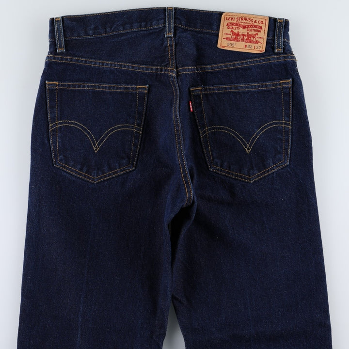 Dark navy Levi's 505 Regular Fit Tapered Denim Pants, Men's W33 equivalent. cotton Navy blue Vintage Second Hand