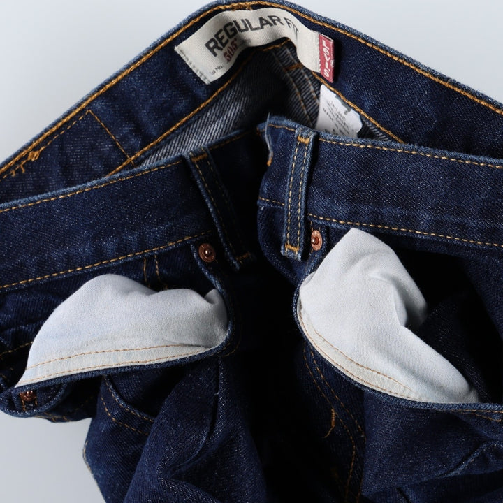 Dark navy Levi's 505 Regular Fit Tapered Denim Pants, Men's W33 equivalent. cotton Navy blue Vintage Second Hand