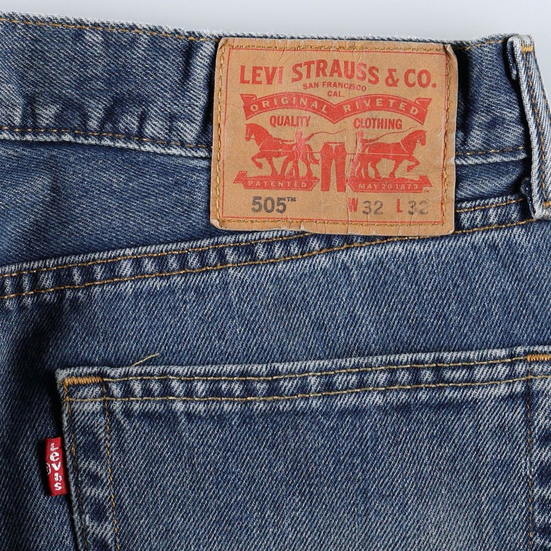 Levi's 505 tapered denim pants for men, size W33 cotton blue type Vintage Second Hand