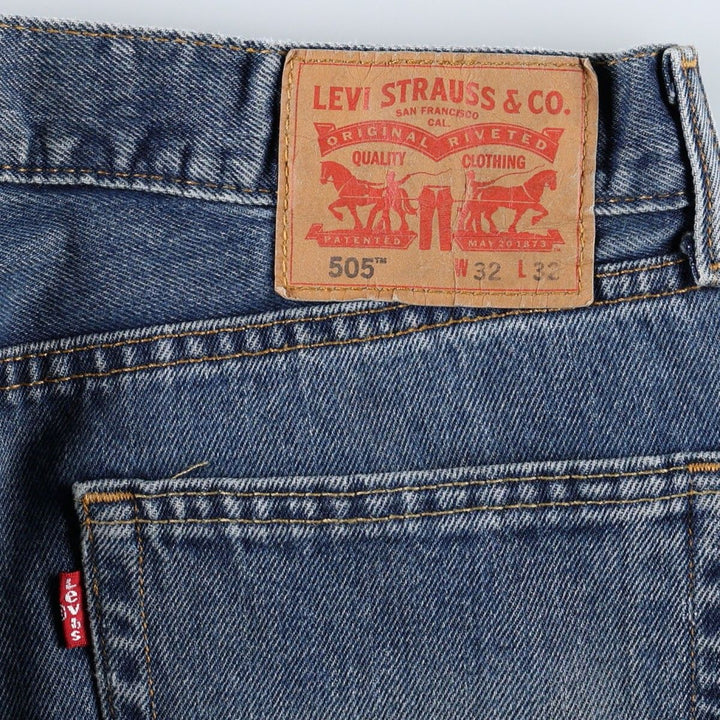 Levi's 505 tapered denim pants for men, size W33 cotton blue type Vintage Second Hand