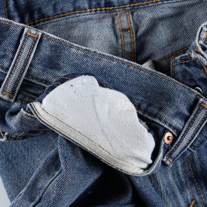 Levi's 505 tapered denim pants for men, size W33 cotton blue type Vintage Second Hand
