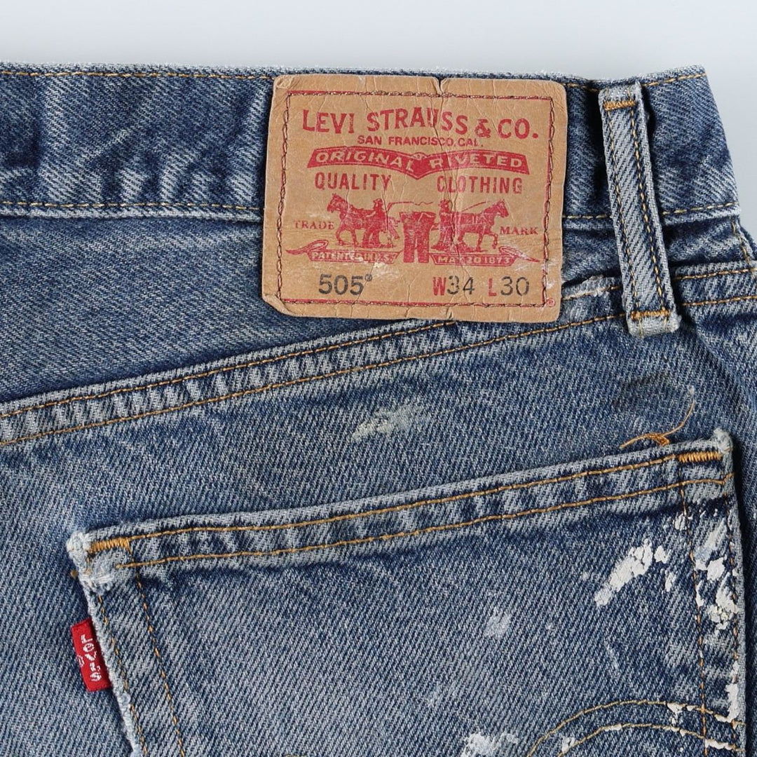 Levi's 505 Straight Fit Painted Tapered Denim Pants, Men's Size W36 (approx.) cotton blue type Vintage Second Hand