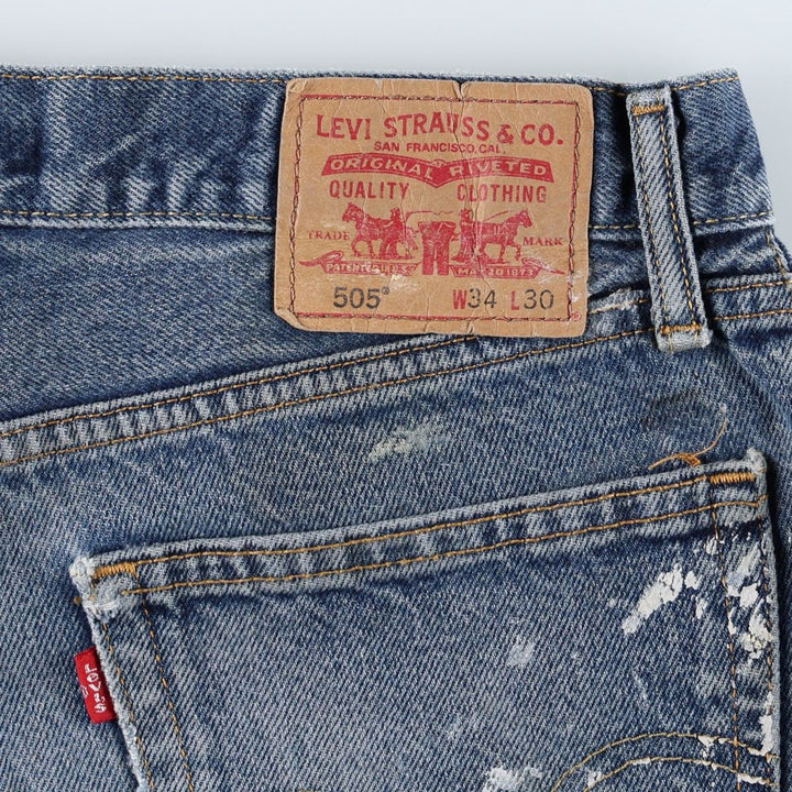 Levi's 505 Straight Fit Painted Tapered Denim Pants, Men's Size W36 (approx.) cotton blue type Vintage Second Hand