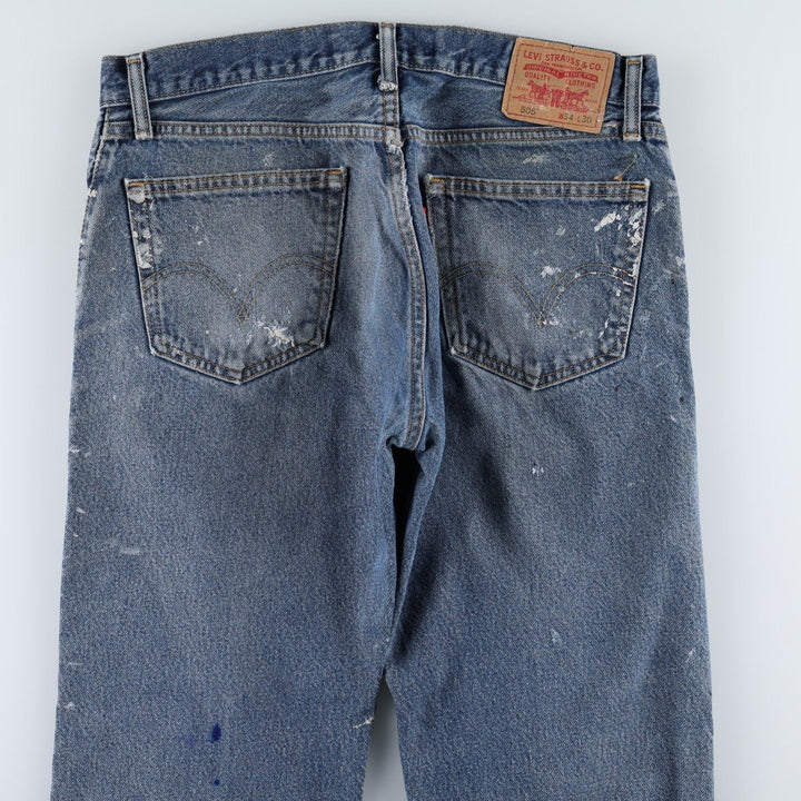 Levi's 505 Straight Fit Painted Tapered Denim Pants, Men's Size W36 (approx.) cotton blue type Vintage Second Hand