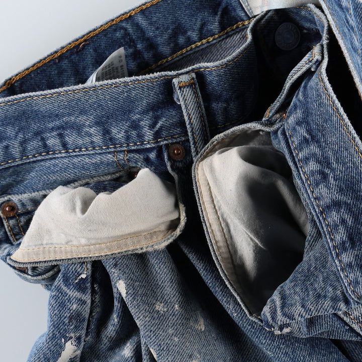 Levi's 505 Straight Fit Painted Tapered Denim Pants, Men's Size W36 (approx.) cotton blue type Vintage Second Hand