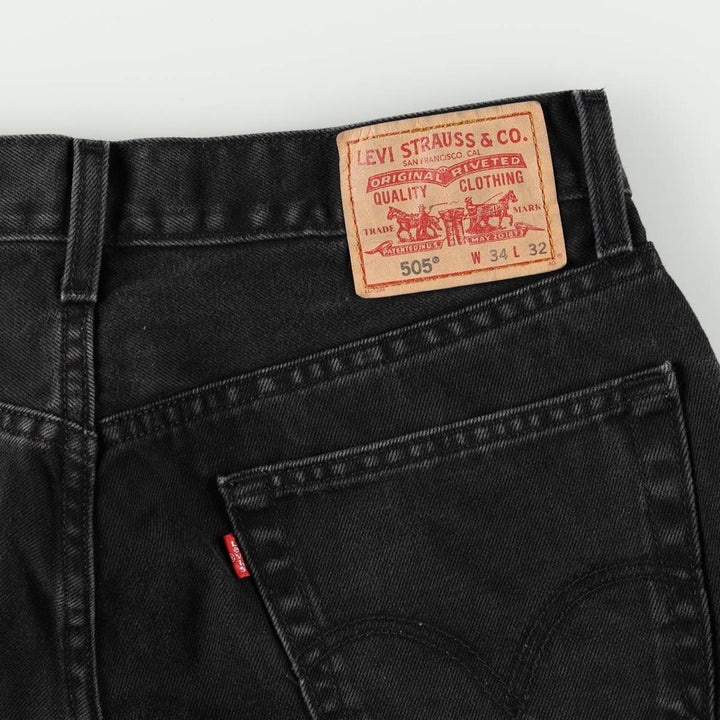 Levi's 505 REGULAR FIT black denim tapered denim pants for men, size w33 cotton black type Vintage Second Hand