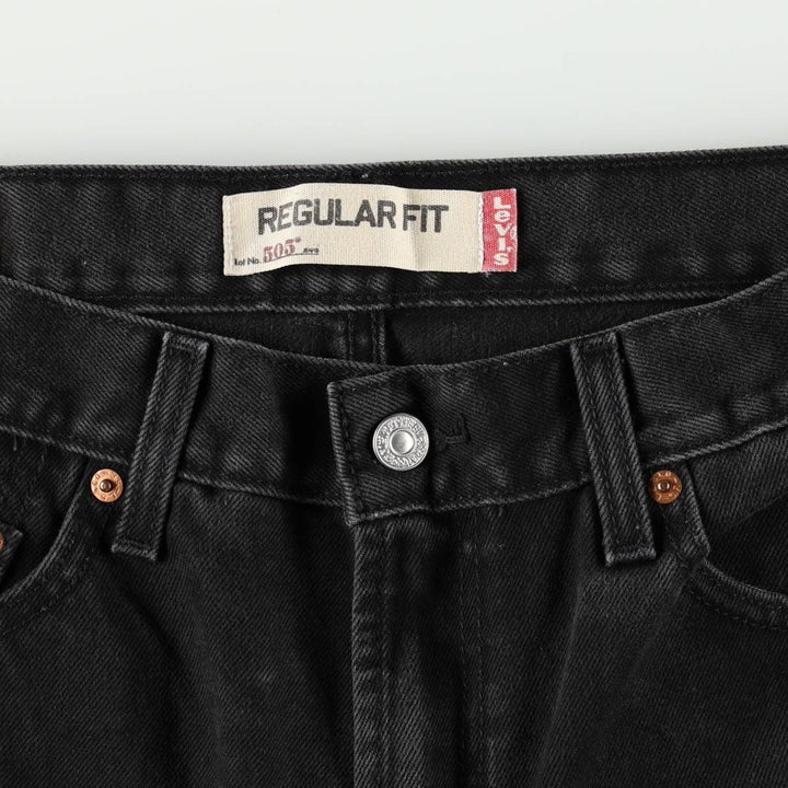 Levi's 505 REGULAR FIT black denim tapered denim pants for men, size w33 cotton black type Vintage Second Hand