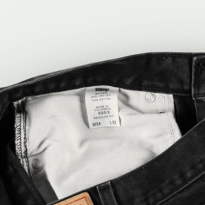 Levi's 505 REGULAR FIT black denim tapered denim pants for men, size w33 cotton black type Vintage Second Hand