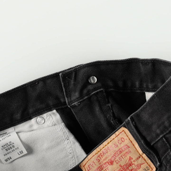 Levi's 505 REGULAR FIT black denim tapered denim pants for men, size w33 cotton black type Vintage Second Hand