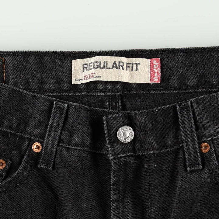 Levi's 505 REGULAR FIT black denim tapered denim pants for men, size w33 cotton black type Vintage Second Hand