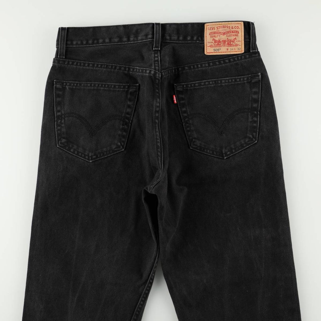 Levi's 505 REGULAR FIT black denim tapered denim pants for men, size w33 cotton black type Vintage Second Hand