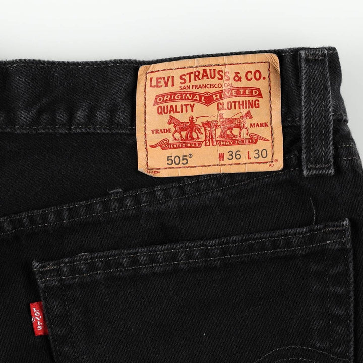 Levi's 505 Straight Fit Tapered Denim Pants, Black, Men's, Size 35 cotton black type Vintage Second Hand