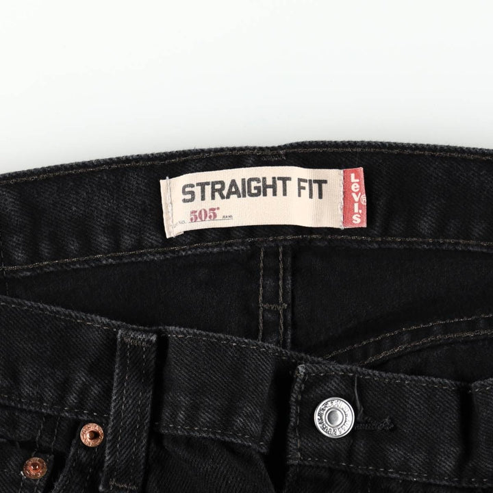 Levi's 505 Straight Fit Tapered Denim Pants, Black, Men's, Size 35 cotton black type Vintage Second Hand