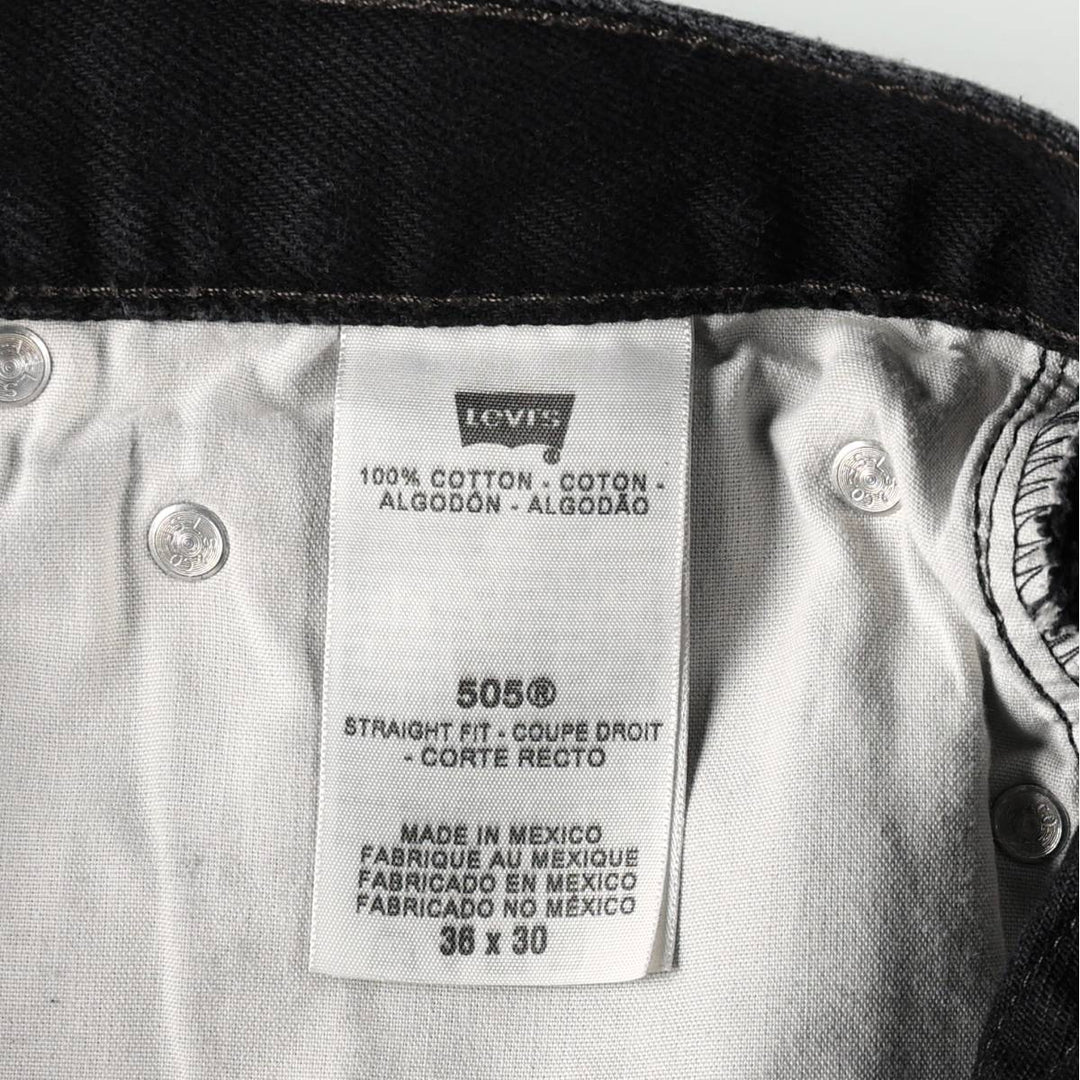 Levi's 505 Straight Fit Tapered Denim Pants, Black, Men's, Size 35 cotton black type Vintage Second Hand