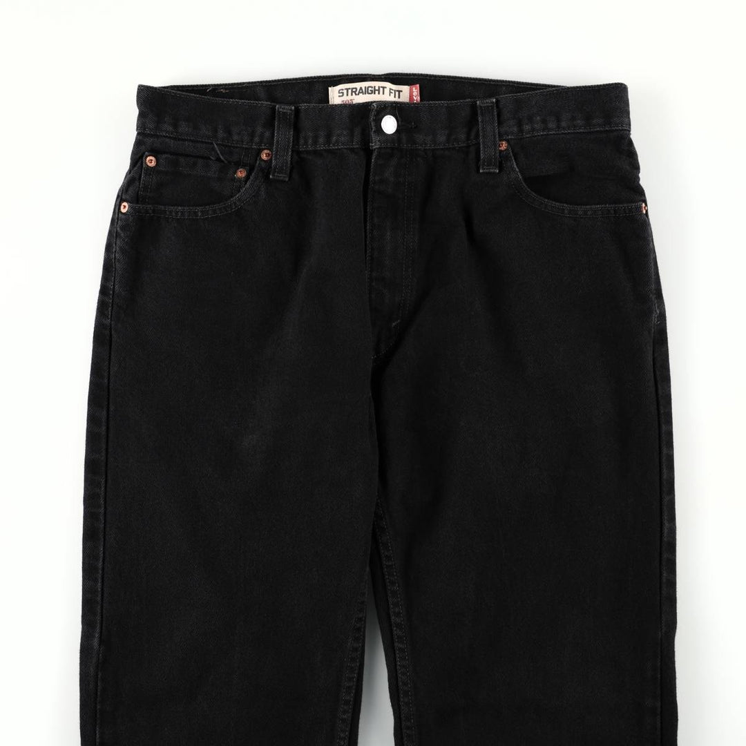 Levi's 505 Straight Fit Tapered Denim Pants, Black, Men's, Size 35 cotton black type Vintage Second Hand
