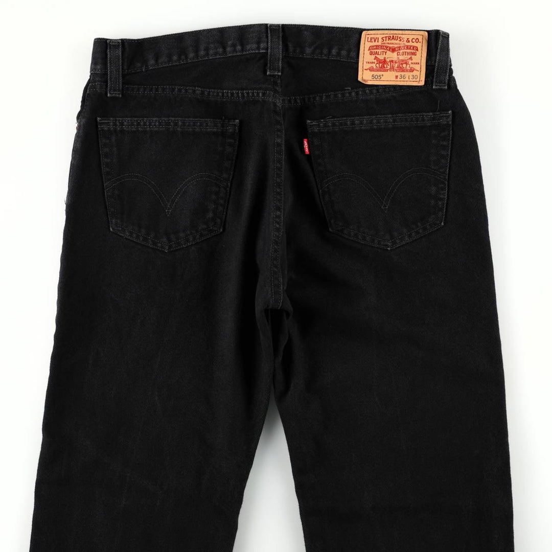 Levi's 505 Straight Fit Tapered Denim Pants, Black, Men's, Size 35 cotton black type Vintage Second Hand