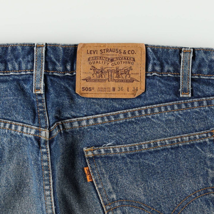 1990'S Levi's 505 Regular Fit Straight Leg Orange Tab Tapered Denim Pants, Men's Size W35 (approx.) cotton blue type Vintage Second Hand