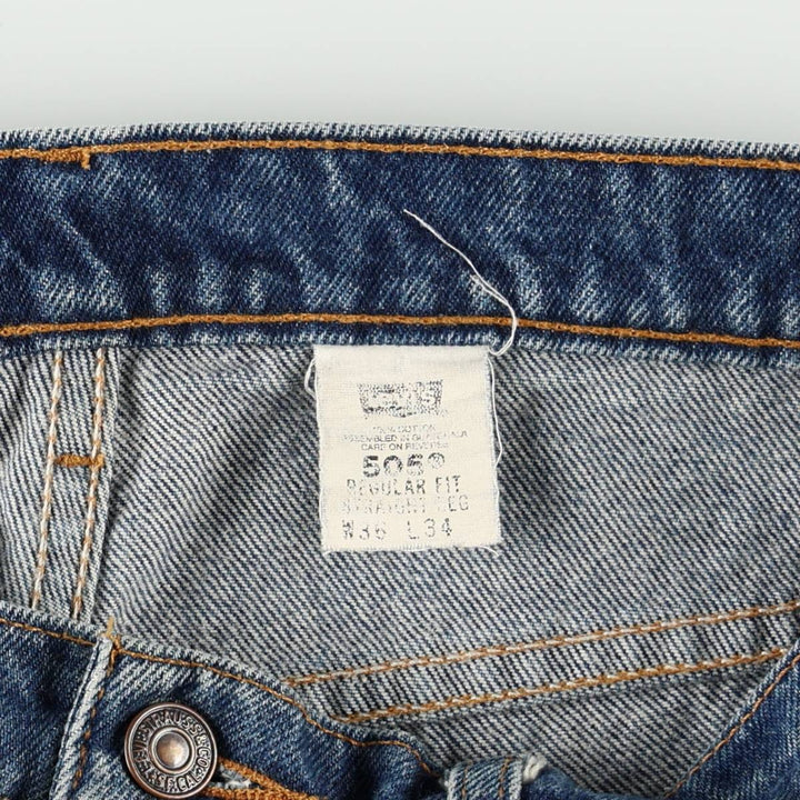 1990'S Levi's 505 Regular Fit Straight Leg Orange Tab Tapered Denim Pants, Men's Size W35 (approx.) cotton blue type Vintage Second Hand