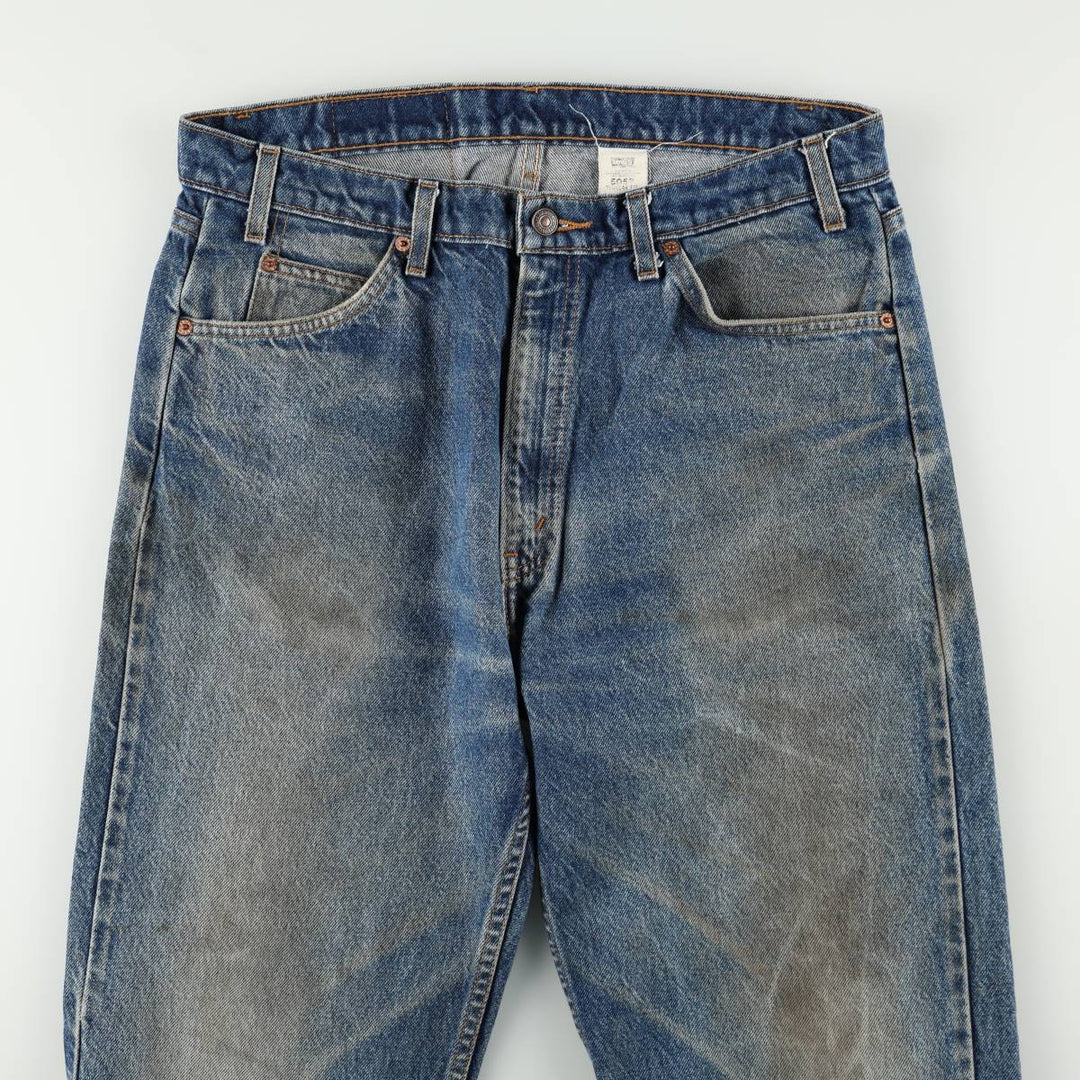 1990'S Levi's 505 Regular Fit Straight Leg Orange Tab Tapered Denim Pants, Men's Size W35 (approx.) cotton blue type Vintage Second Hand