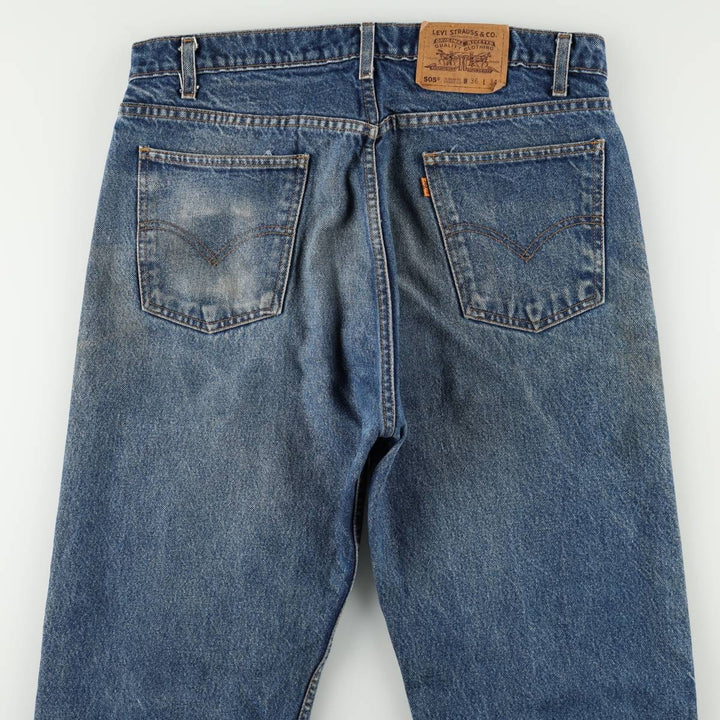 1990'S Levi's 505 Regular Fit Straight Leg Orange Tab Tapered Denim Pants, Men's Size W35 (approx.) cotton blue type Vintage Second Hand