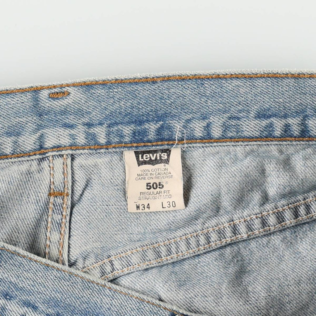 1990'S Levi's 505 Regular Fit Straight Leg Tapered Denim Pants, Made in Canada, Men's Size W33 (approx.), Vintage cotton blue type Vintage Second Hand