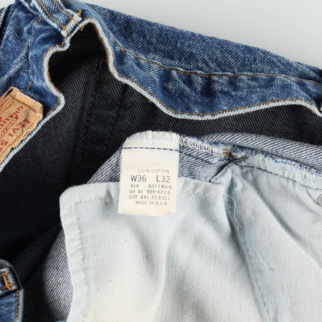 90'S Levi's 505-0216 Tapered Denim Pants, Made in USA, Men's Size 36, Vintage cotton blue type Vintage Second Hand