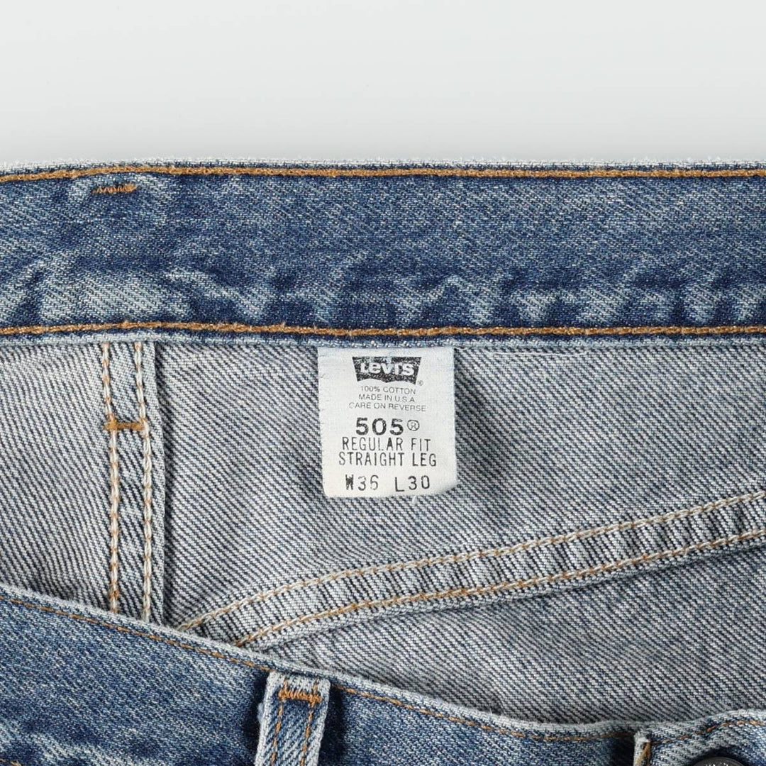 00'S Levi's 505 REGULAR FIT STRAIGHT LEG tapered denim pants made in USA, men's w35 equivalent cotton blue type Vintage Second Hand