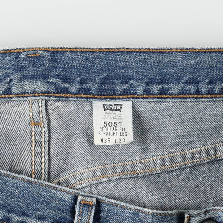 00'S Levi's 505 REGULAR FIT STRAIGHT LEG tapered denim pants made in USA, men's w35 equivalent cotton blue type Vintage Second Hand