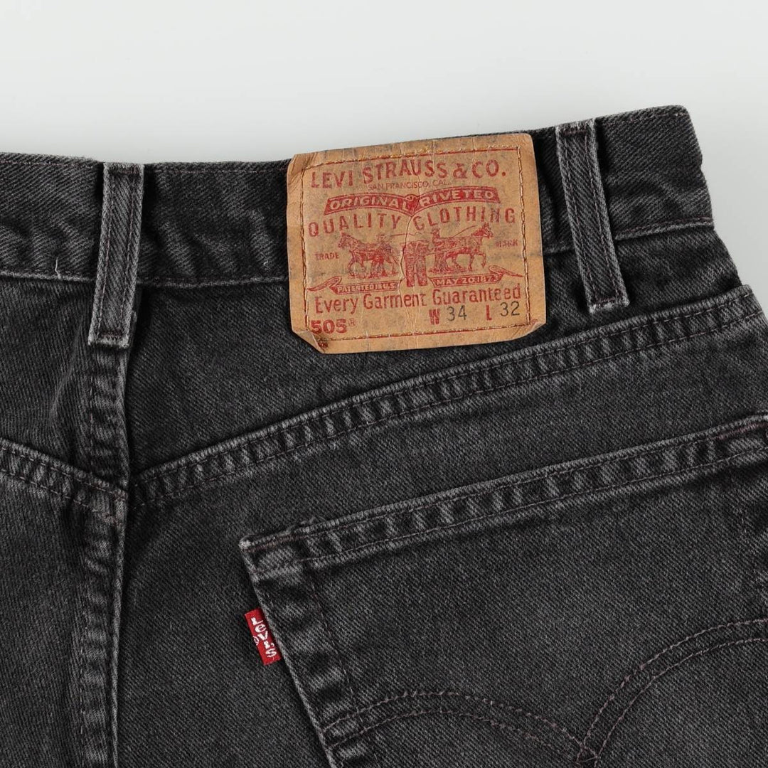 00'S Levi's 505 REGULAR FIT black denim tapered denim pants for men, size w32 cotton black type Vintage Second Hand