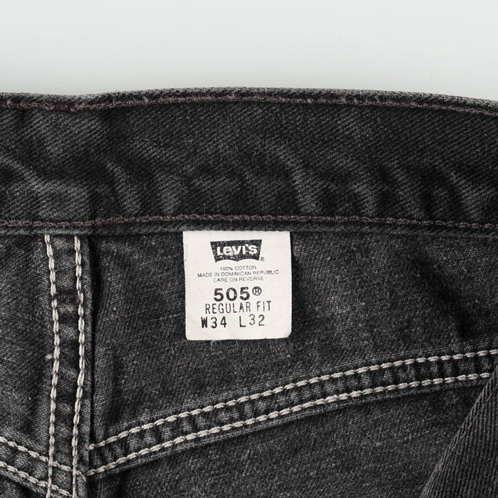 00'S Levi's 505 REGULAR FIT black denim tapered denim pants for men, size w32 cotton black type Vintage Second Hand