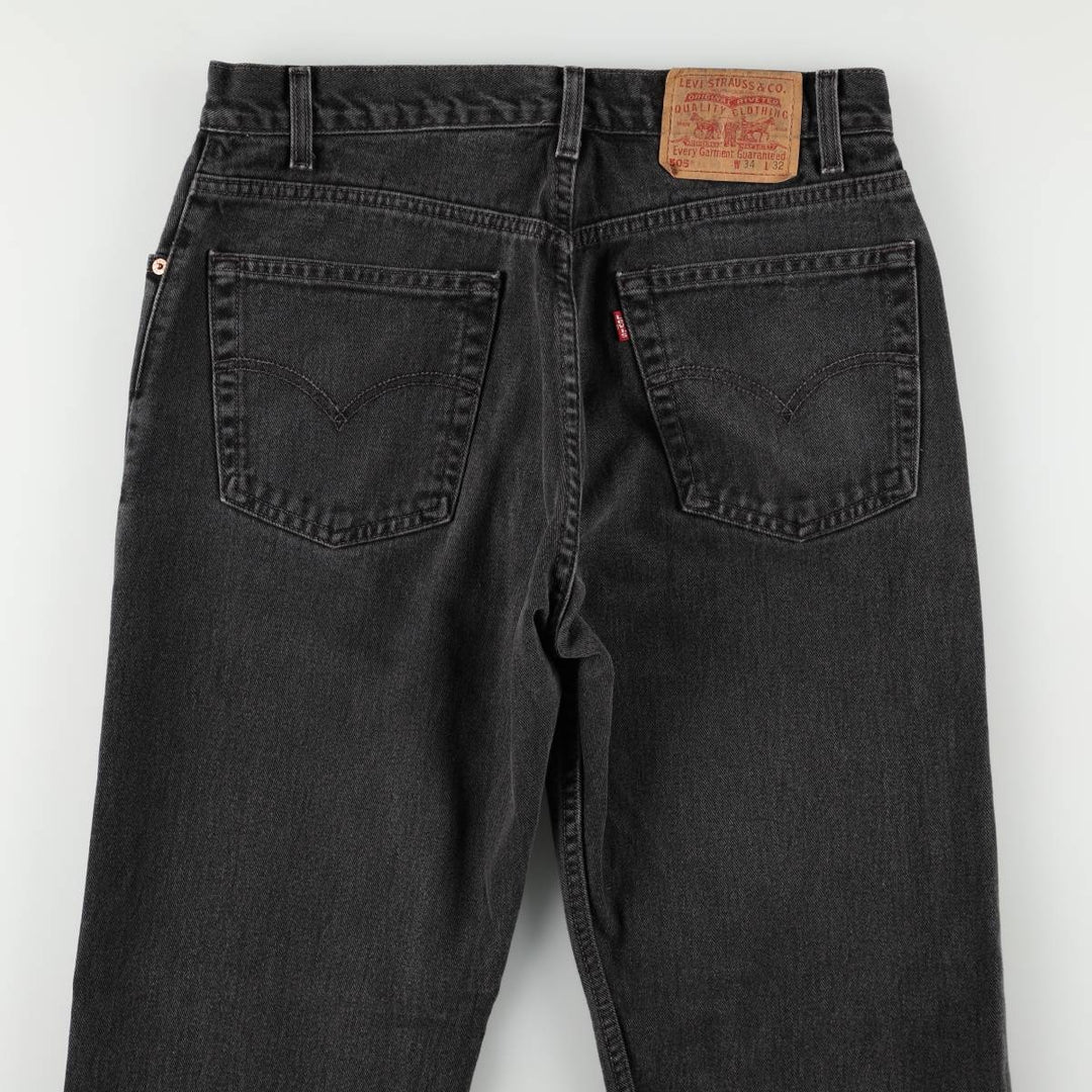 00'S Levi's 505 REGULAR FIT black denim tapered denim pants for men, size w32 cotton black type Vintage Second Hand