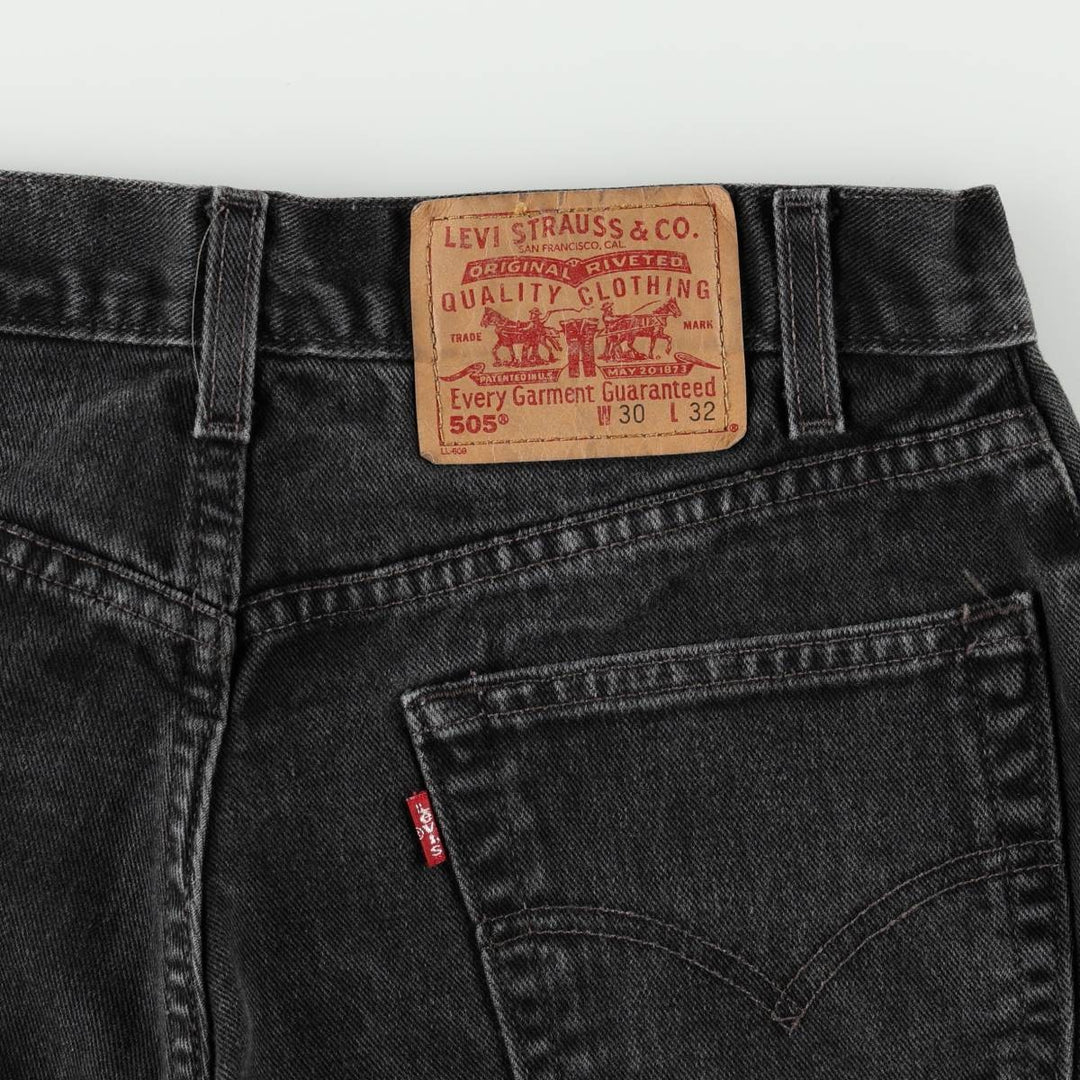 2000'S Levi's 505 Regular Fit Straight Leg Black Denim Tapered Jeans (Men's size W29 equivalent) cotton black type Vintage Second Hand