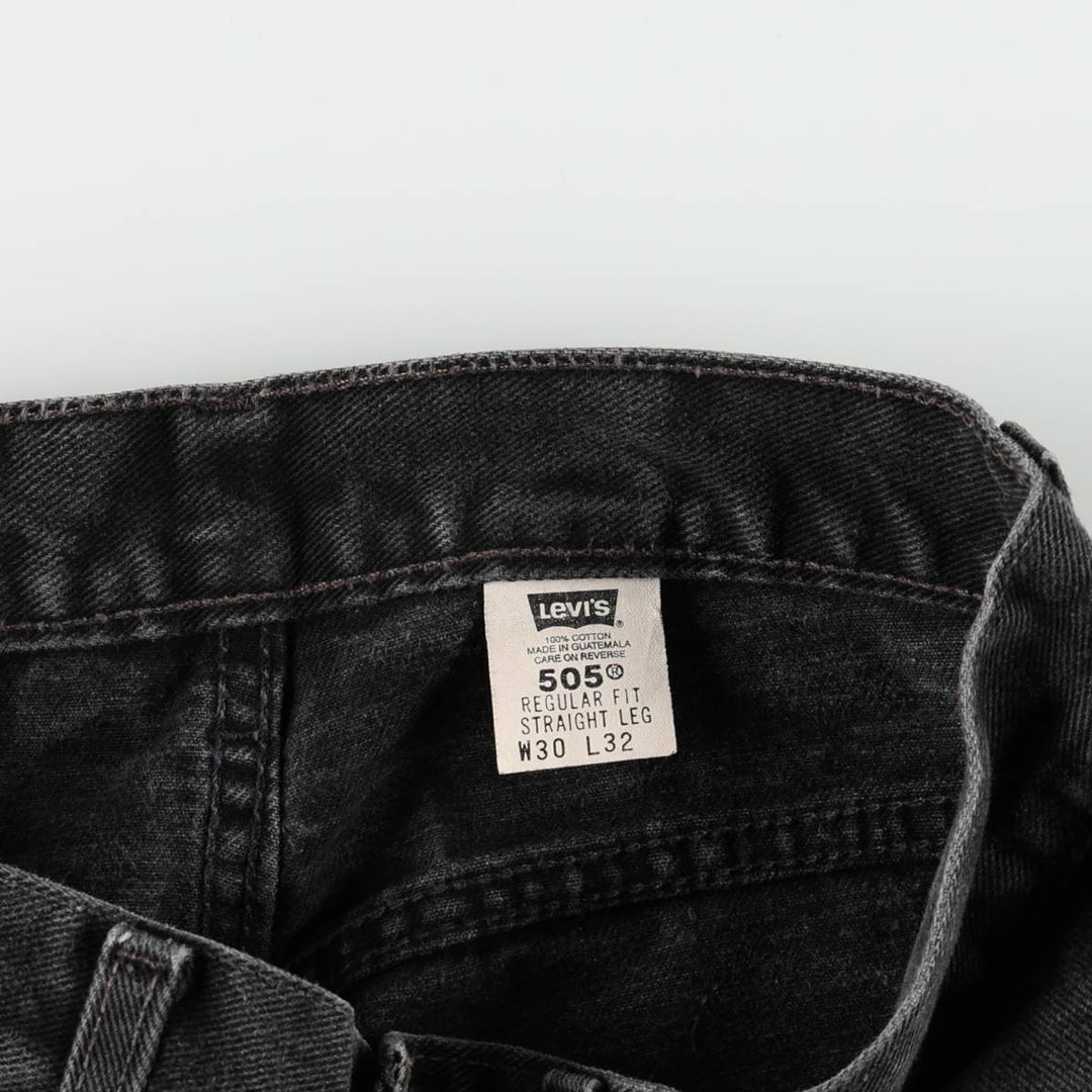 2000'S Levi's 505 Regular Fit Straight Leg Black Denim Tapered Jeans (Men's size W29 equivalent) cotton black type Vintage Second Hand